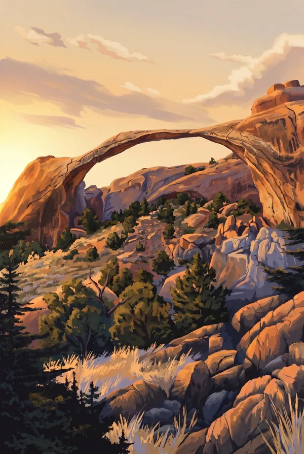Arches National Park stamp design 2: Landscape Arch