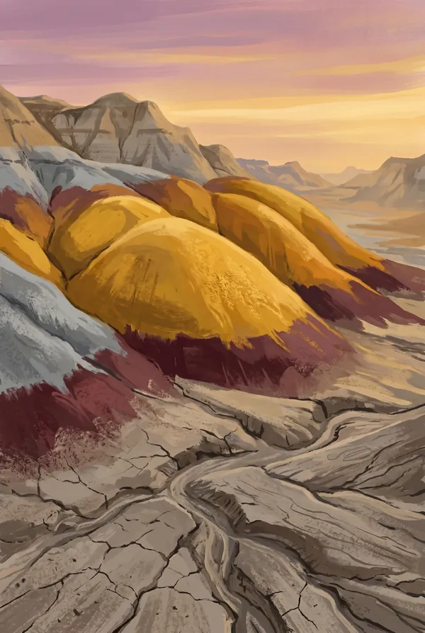 Badlands National Park stamp design 3: Yellow Mounds