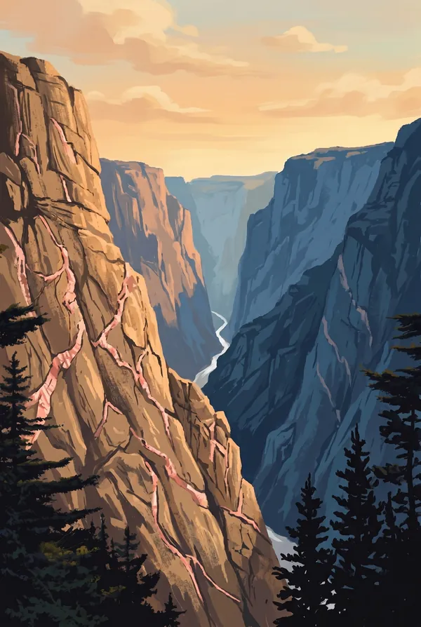 Black Canyon of the Gunnison National Park stamp design 2: The Narrows