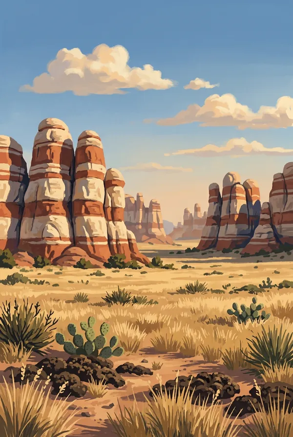 Canyonlands National Park stamp design 3: The Needles