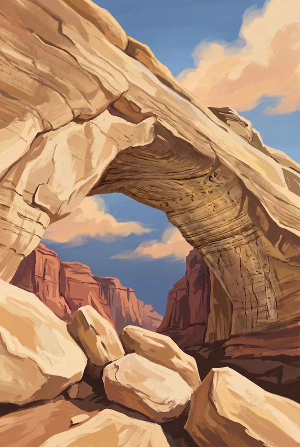 Capitol Reef National Park stamp design 3: Hickman Bridge