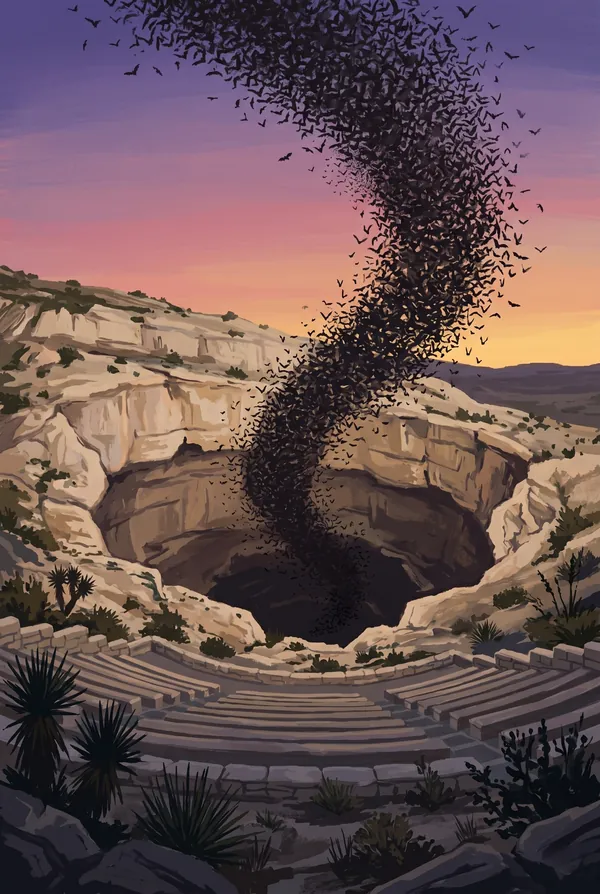 Carlsbad Caverns National Park stamp design 2: Bat Flight