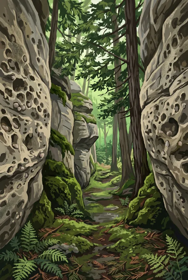 Cuyahoga Valley National Park stamp design 3: The Ledges