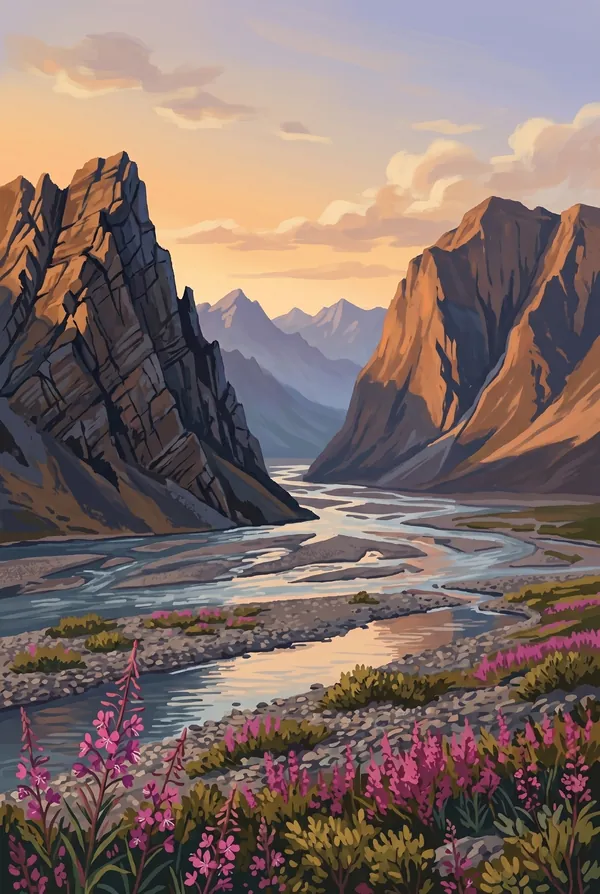 Gates of the Arctic National Park & Preserve stamp design 3: Frigid Crags and Boreal Mountain
