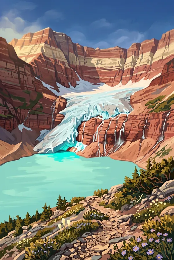 Glacier National Park stamp design 2: Grinnell Glacier