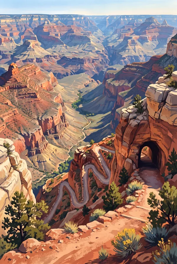 Grand Canyon National Park stamp design 3: Bright Angel Trail