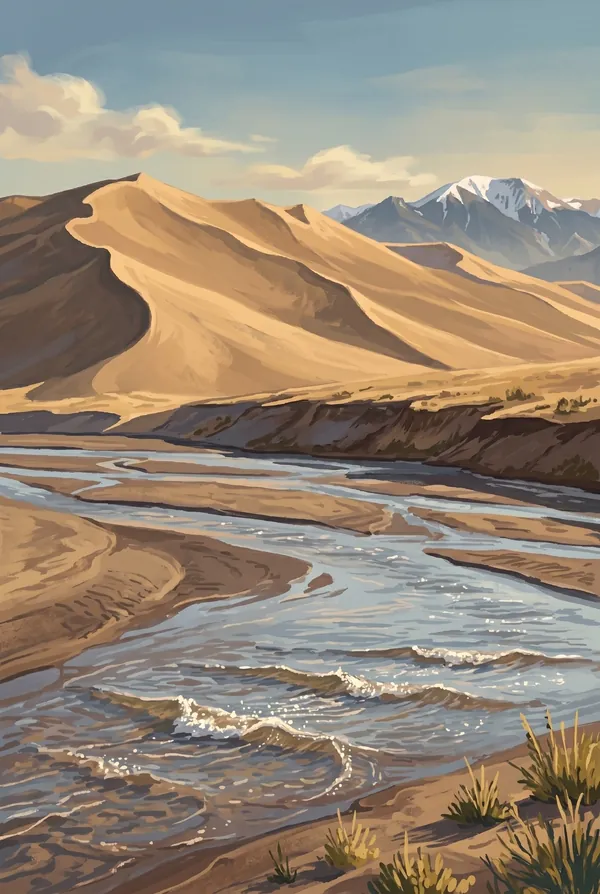 Great Sand Dunes National Park & Preserve stamp design 2: Medano Creek