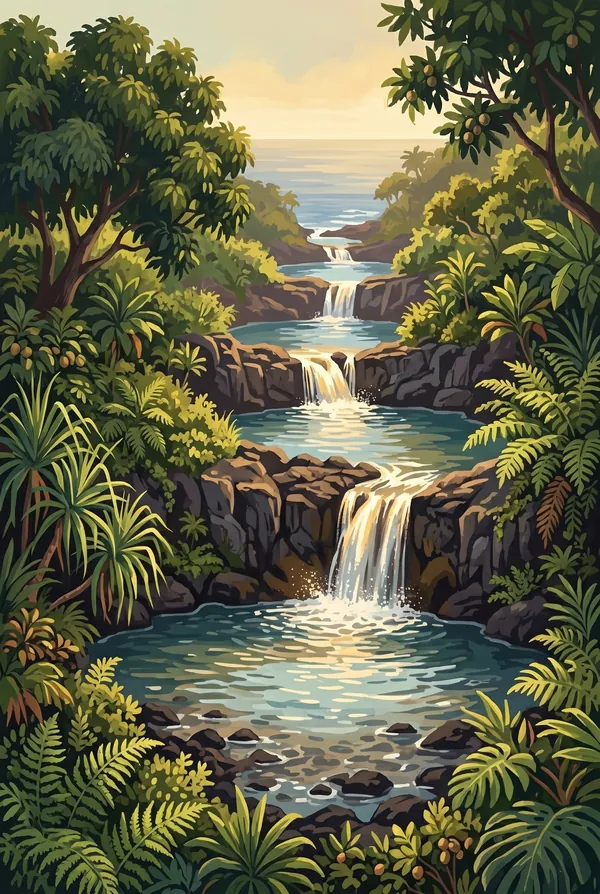 Haleakalā National Park stamp design 3: Pools of 'Ohe'o