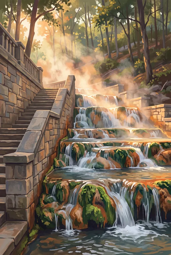 Hot Springs National Park stamp design 2: Hot Springs Cascade