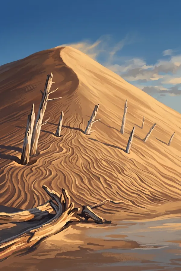 Indiana Dunes National Park stamp design 3: Mount Baldy Moving Dune