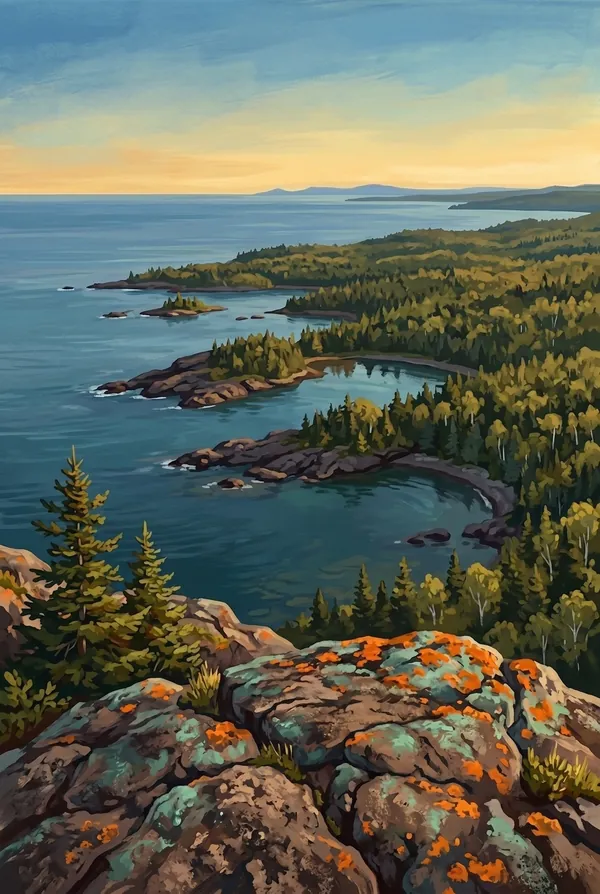 Isle Royale National Park stamp design 3: Lookout Louise