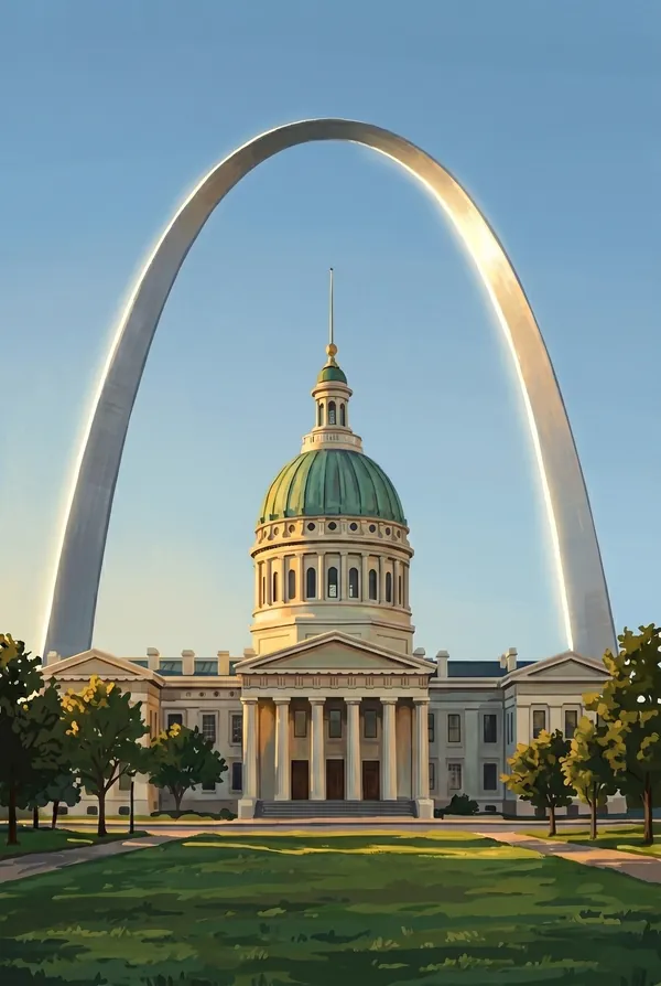 Gateway Arch National Park stamp design 3: Old Courthouse