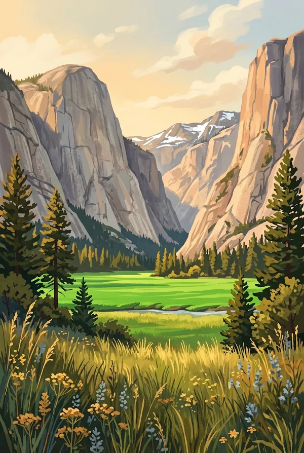 Kings Canyon National Park stamp design 3: Zumwalt Meadow