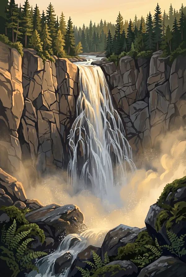 Mount Rainier National Park stamp design 3: Narada Falls