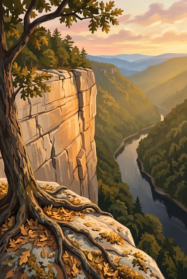 New River Gorge National Park & Preserve stamp design 2: Endless Wall