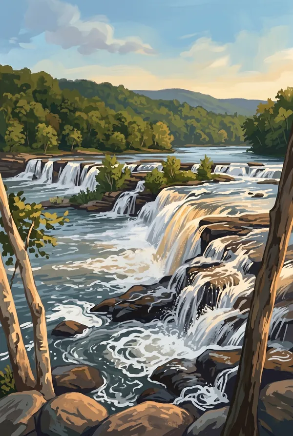 New River Gorge National Park & Preserve stamp design 3: Sandstone Falls