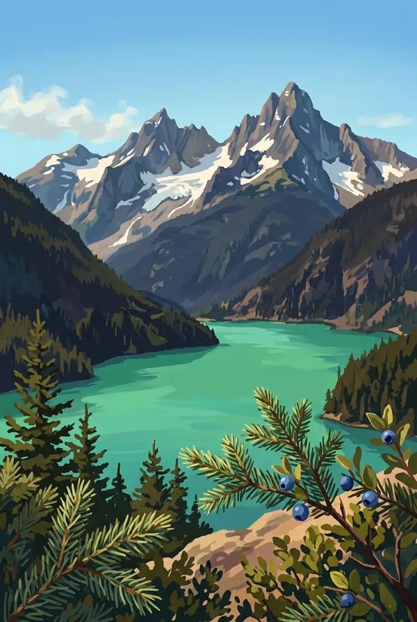 North Cascades National Park stamp design 2: Diablo Lake Overlook