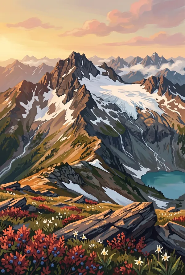 North Cascades National Park stamp design 3: Sahale Arm