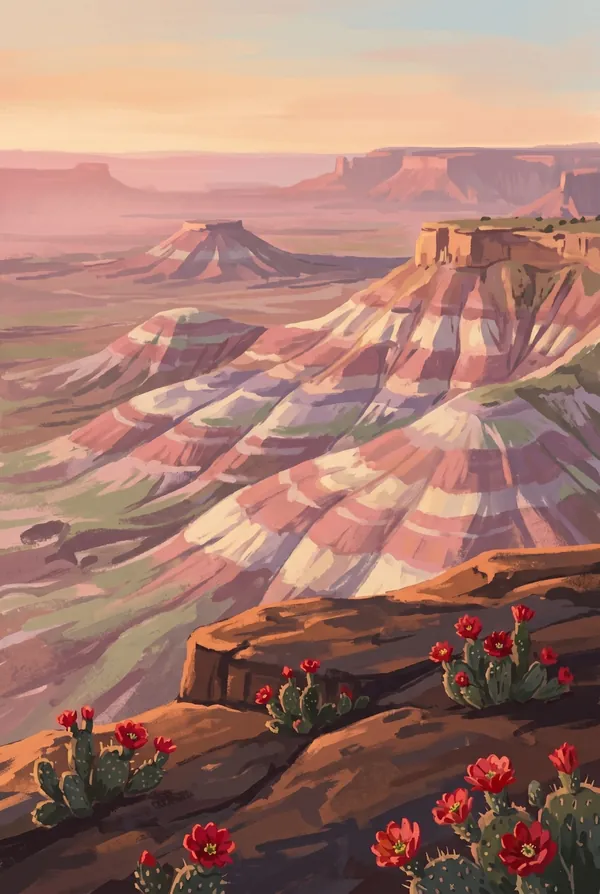 Petrified Forest National Park stamp design 3: Painted Desert Panorama