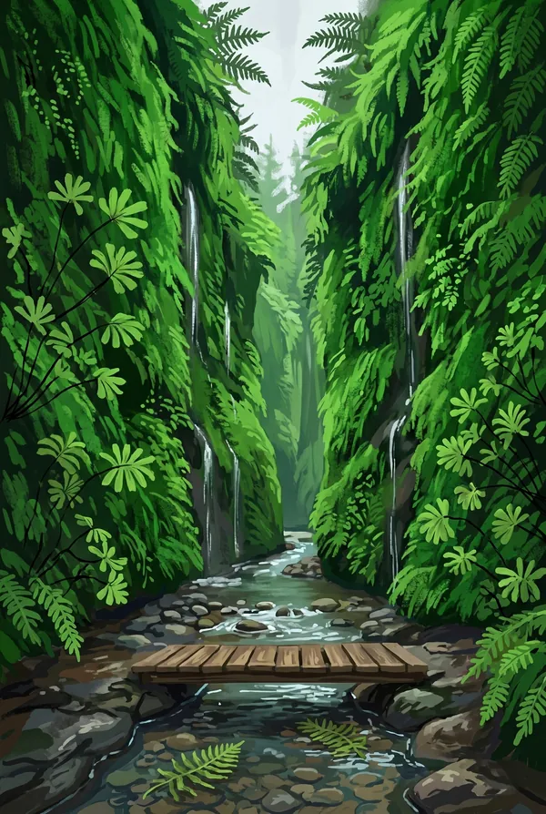 Redwood National and State Parks stamp design 2: Fern Canyon