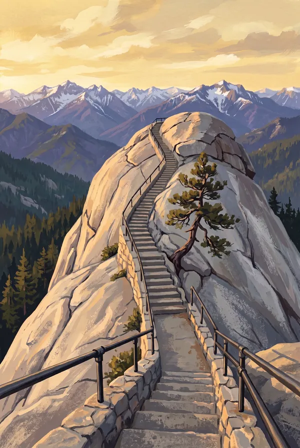 Sequoia National Park stamp design 2: Moro Rock Summit View