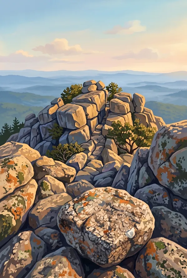 Shenandoah National Park stamp design 2: Old Rag Granite Scramble