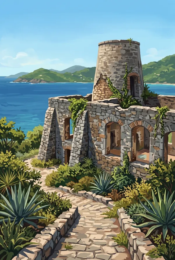 Virgin Islands National Park stamp design 2: Annaberg Sugar Mill Ruins