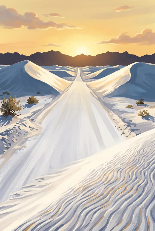 White Sands National Park stamp design 3: Dunes Drive
