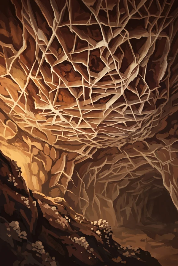 Wind Cave National Park stamp, WPA-style illustration of Boxwork Formations