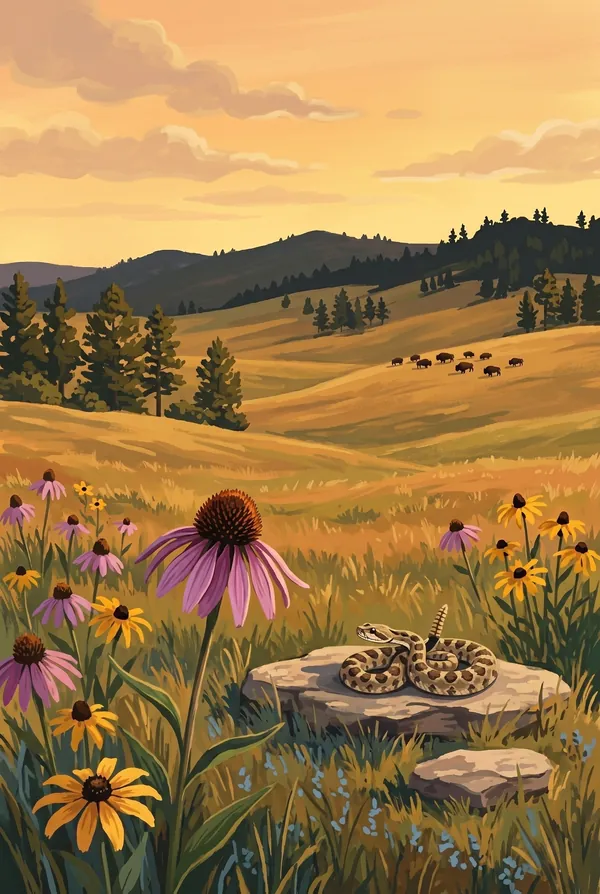 Wind Cave National Park stamp design 2: Mixed-Grass Prairie