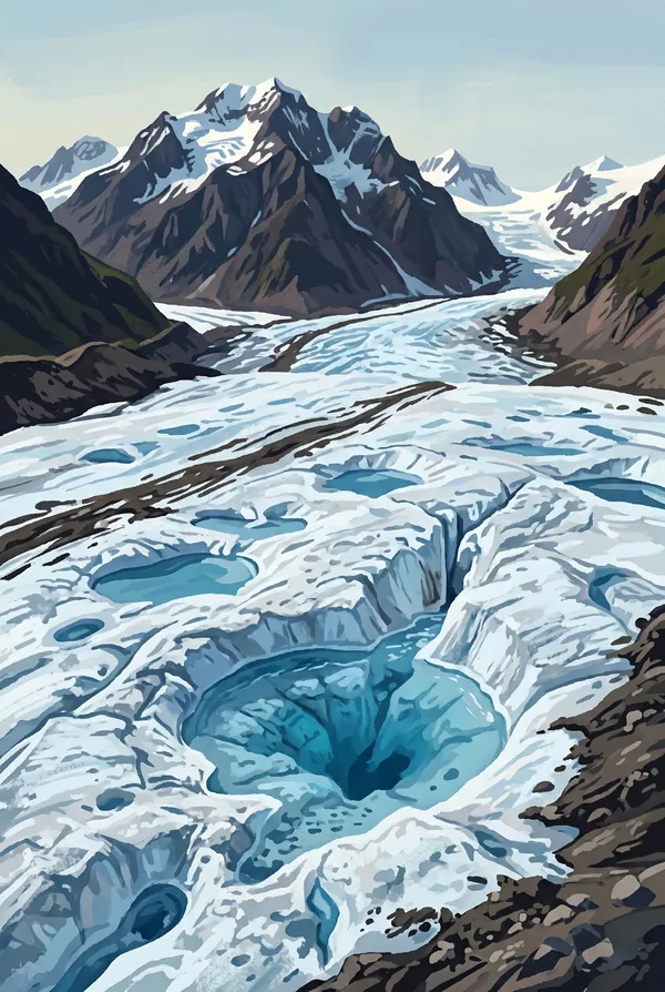 Wrangell-St. Elias National Park & Preserve stamp design 2: Root Glacier Ice