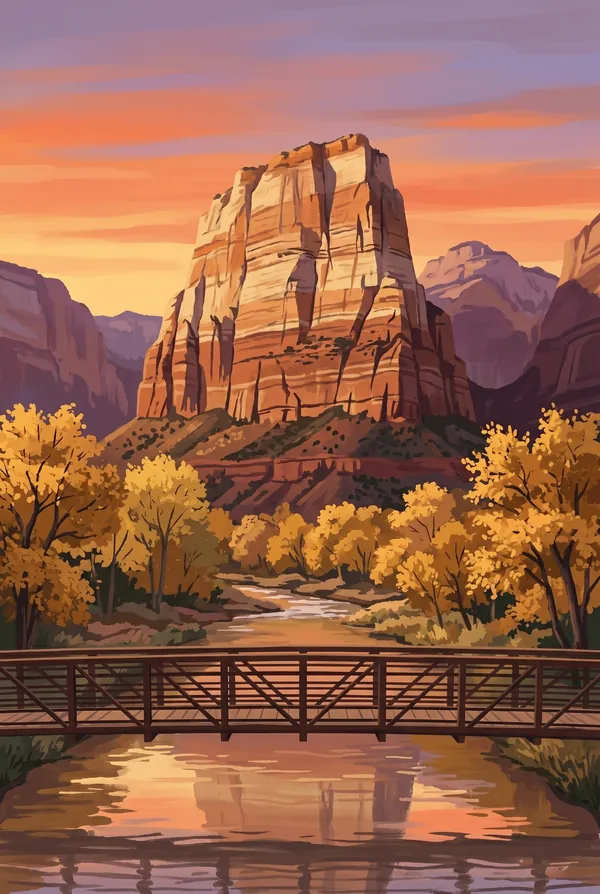 Zion National Park stamp design 3: The Watchman